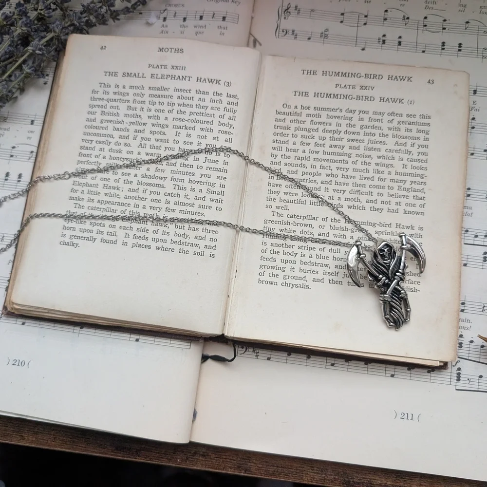 Silver Grim Reaper Pendant Necklace - Picture 3 of 9